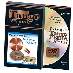 Expanded Shell Coin (Half Dollar w/DVD) (D0007)(Steel Back) by Tango Magic - Trick